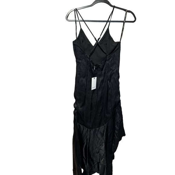 Bardot NWT Arella Dress Asymmetrical High Low Open Back V Neck Black Size 4 XS - Picture 3 of 13